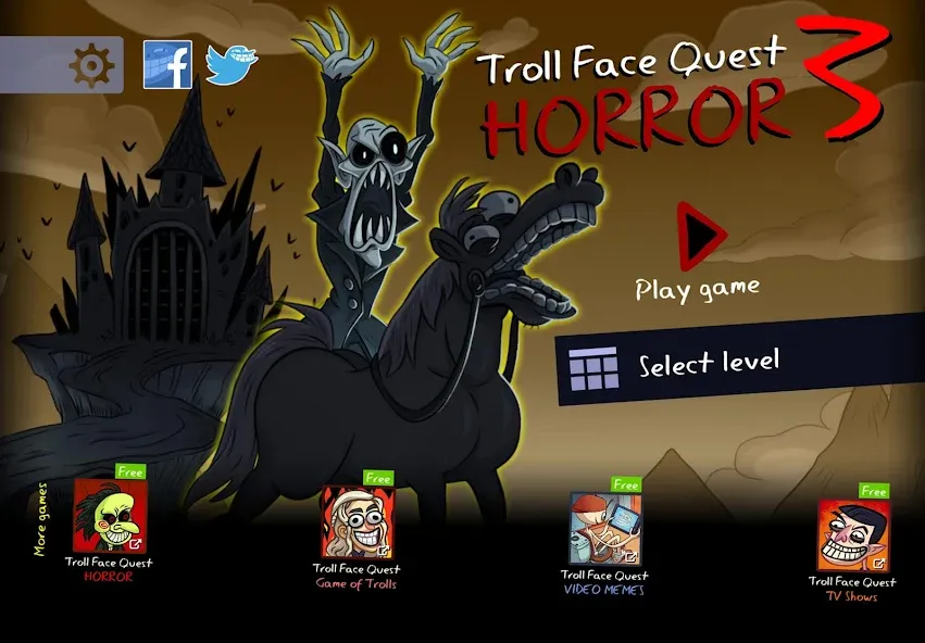 Скачать Troll Face Quest: Horror 3 (Тролл Фейс Квест) взлом на бесконечные деньги + мод меню screen 1