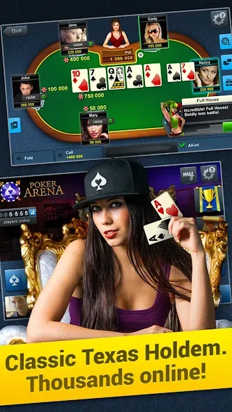 Скачать Poker Arena: texas holdem game (Покер Арена) взлом на бесконечные деньги + мод меню screen 1