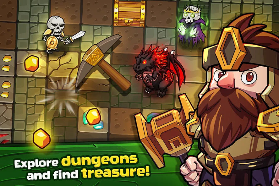 Скачать Mine Quest: Battle Dungeon RPG (Майн Квест) взлом на бесконечные деньги + мод меню screen 1