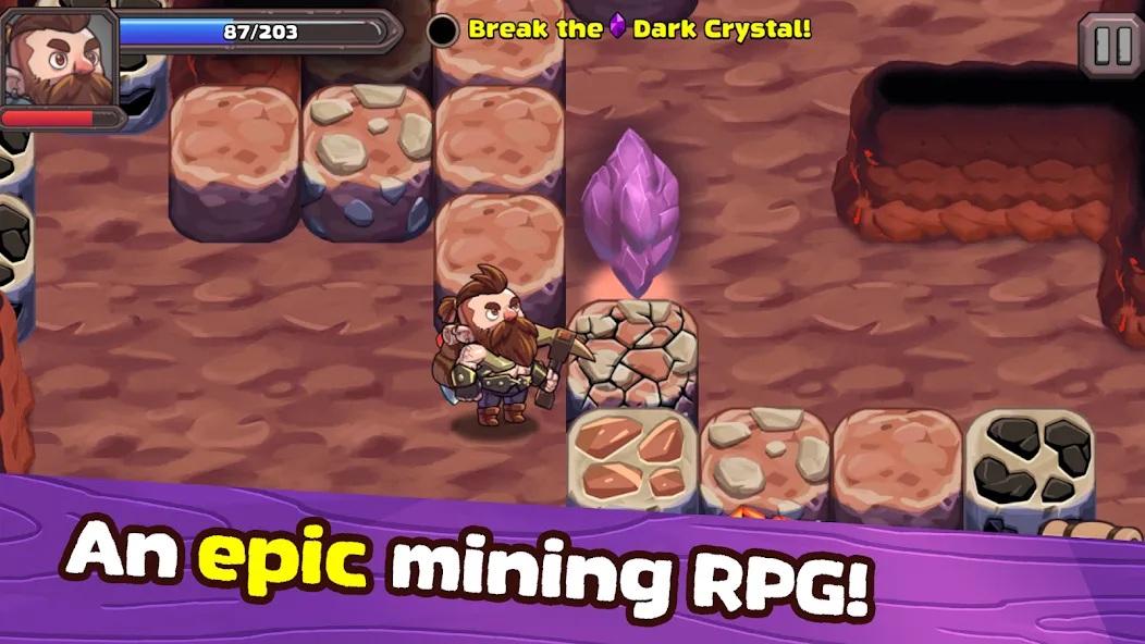 Скачать Mine Quest 2: RPG Mining Game (Мине Квест 2) взлом на бесконечные деньги + мод меню screen 1