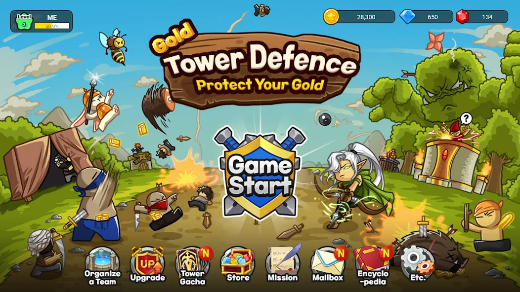 Скачать Gold tower defence M (Голд тауэр дефенс М) взлом на бесконечные деньги + мод меню screen 1