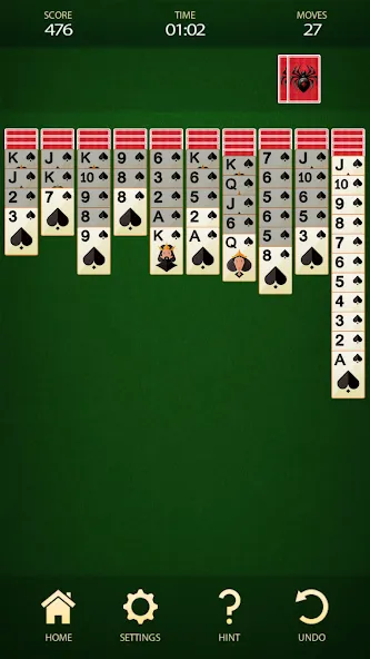 Скачать Spider Solitaire: Card Game (Спайдер Солитер) взлом на бесконечные деньги + мод меню screen 2