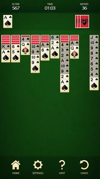 Скачать Spider Solitaire: Card Game (Спайдер Солитер) взлом на бесконечные деньги + мод меню screen 3