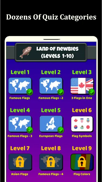 Скачать World Flags Quiz Game (Ворлд Флагс Квиз Гейм) взлом на бесконечные деньги + мод меню screen 5