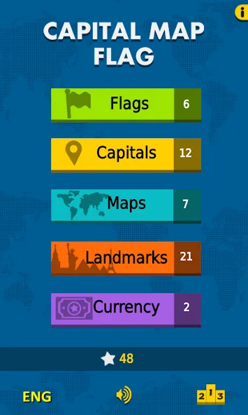 Скачать Capital Map Flag — geo quiz взлом на бесконечные деньги + мод меню screen 1