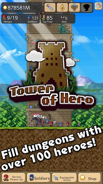 Скачать Tower of Hero взлом на бесконечные деньги + мод меню screen 1