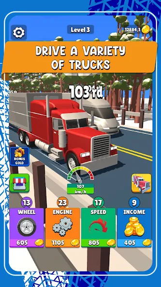 Скачать Idle Truck Racing : Cybertruck (Айдл Трак Рейсинг) взлом на бесконечные деньги + мод меню screen 3