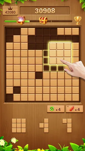 Скачать Wood Block Puzzle Addictive взлом на бесконечные деньги + мод меню screen 2