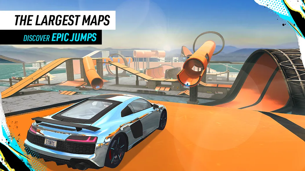 Скачать Car Stunt Races: Mega Ramps (Кар Стант Рейсы) взлом на бесконечные деньги + мод меню screen 3