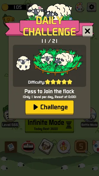 Скачать Sheep N Sheep: Daily Challenge (Шип эн Шип) взлом на бесконечные деньги + мод меню screen 2