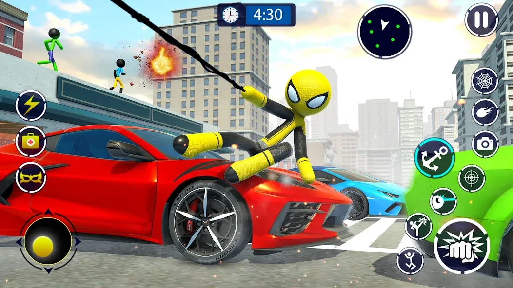 Скачать Spider Stickman Rope Hero Game взлом на бесконечные деньги + мод меню screen 1