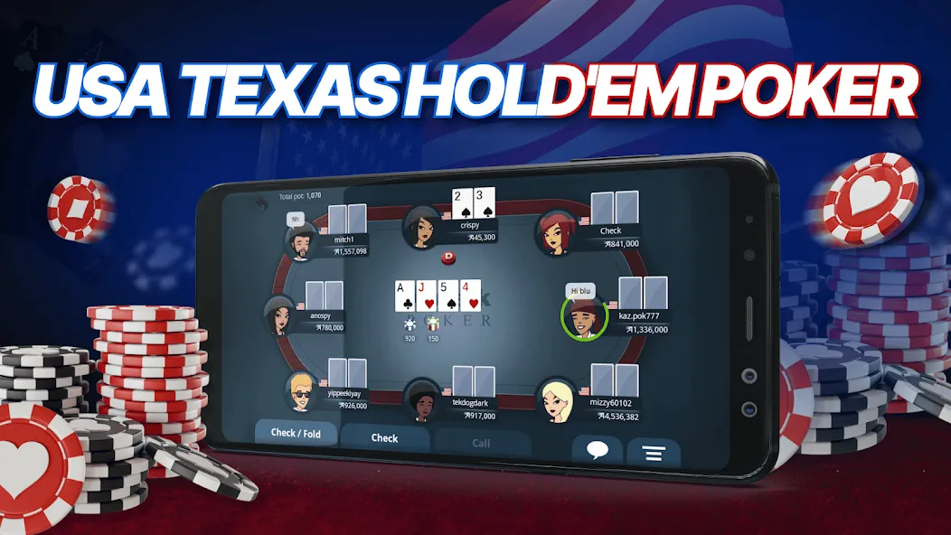 Скачать Appeak Poker – Texas Holdem (Аппик покер) взлом на бесконечные деньги + мод меню screen 1