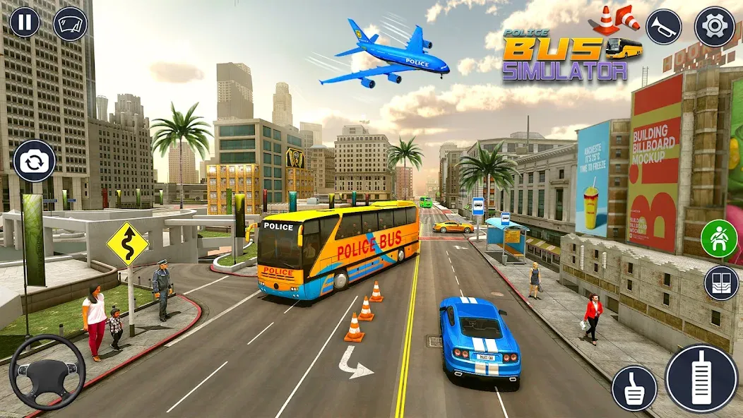 Скачать Police Bus Simulator Bus Games взлом на бесконечные деньги + мод меню screen 4