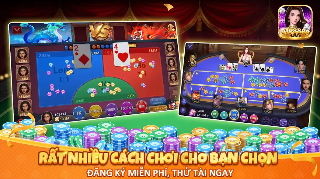 Скачать VIP8888 Play — Sòng Bạc ONLINE (ВИП8888 Плей) взлом на бесконечные деньги + мод меню screen 4