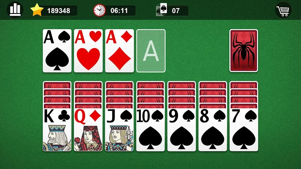 Скачать Spider Solitaire взлом на бесконечные деньги + мод меню screen 4