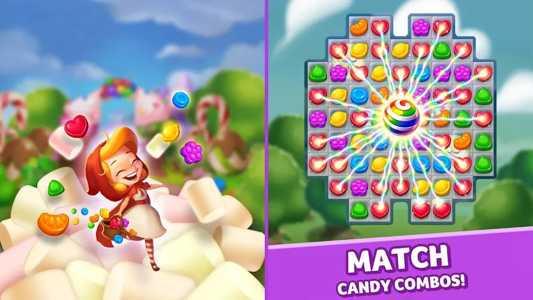 Скачать Lollipop & Marshmallow Match3 взлом на бесконечные деньги + мод меню screen 5