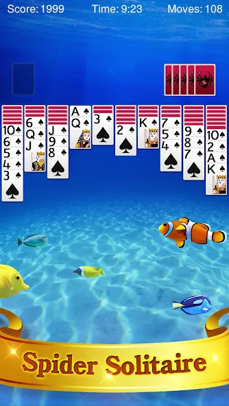 Скачать Spider Solitaire взлом на бесконечные деньги + мод меню screen 1