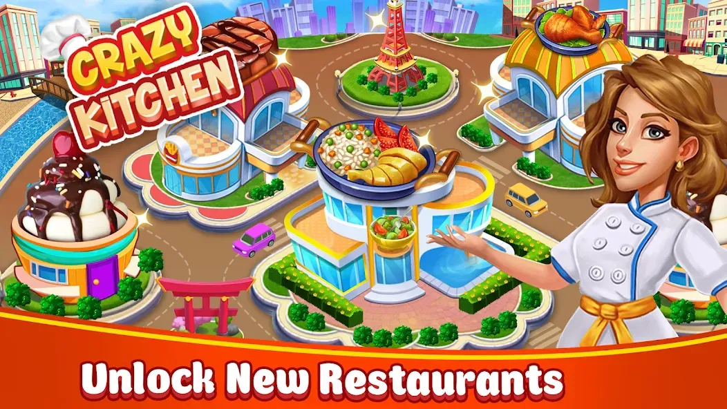 Скачать Food Game Crazy Super Chef взлом на бесконечные деньги + мод меню screen 1