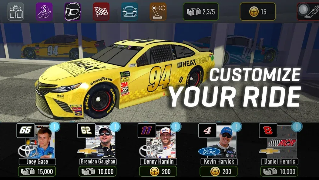 Скачать NASCAR Heat Mobile (НАСКАР Хит Мобилай) взлом на бесконечные деньги + мод меню screen 2