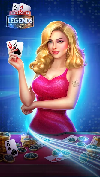 Скачать Poker Legends — Texas Hold'em (Покер Легенды) взлом на бесконечные деньги + мод меню screen 1