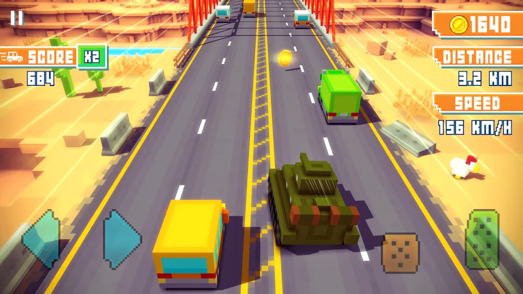 Скачать Blocky Highway: Traffic Racing (Блоки Хайвей) взлом на бесконечные деньги + мод меню screen 1