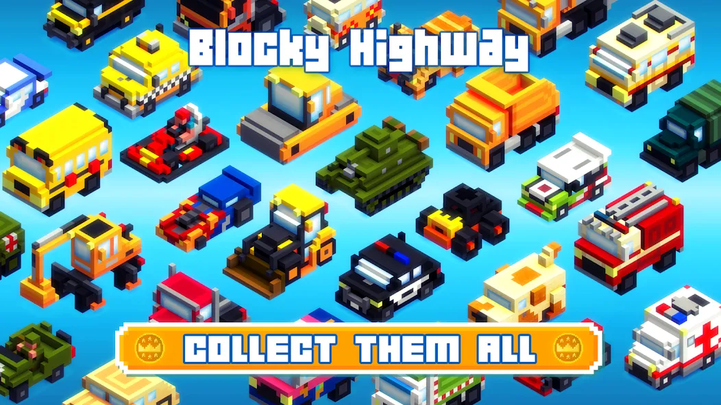 Скачать Blocky Highway: Traffic Racing (Блоки Хайвей) взлом на бесконечные деньги + мод меню screen 3