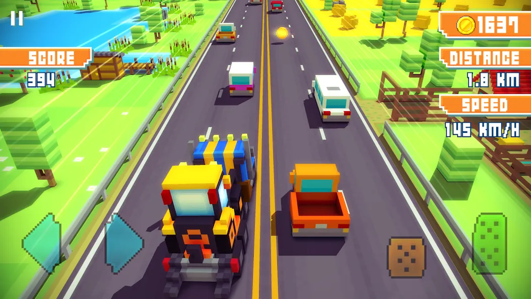 Скачать Blocky Highway: Traffic Racing (Блоки Хайвей) взлом на бесконечные деньги + мод меню screen 4