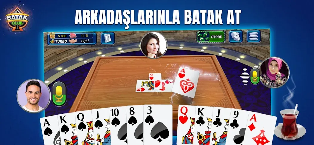 Скачать Batak Club — Play Spades (Батак Клуб) взлом на бесконечные деньги + мод меню screen 1