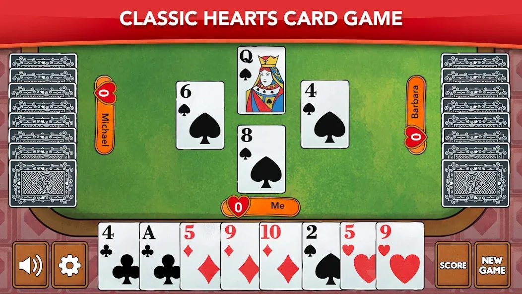 Скачать Hearts — Card Game Classic (Хартс) взлом на бесконечные деньги + мод меню screen 1