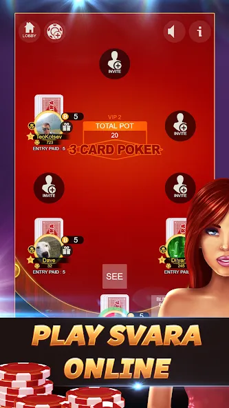 Скачать Svara — 3 Card Poker Card Game взлом на бесконечные деньги + мод меню screen 1