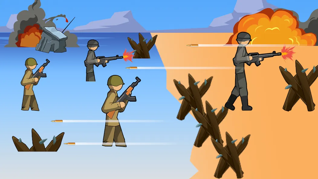 Скачать Stickman WW2 (Стикмэн Вторая Мировая война) взлом на бесконечные деньги + мод меню screen 1