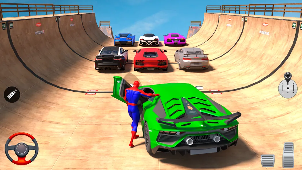 Скачать Superhero Car: Mega Ramp Games (Рамп Кар Гейм) взлом на бесконечные деньги + мод меню screen 1