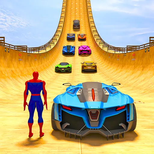 Скачать Superhero Car: Mega Ramp Games (Рамп Кар Гейм) взлом на бесконечные деньги + мод меню screen 2