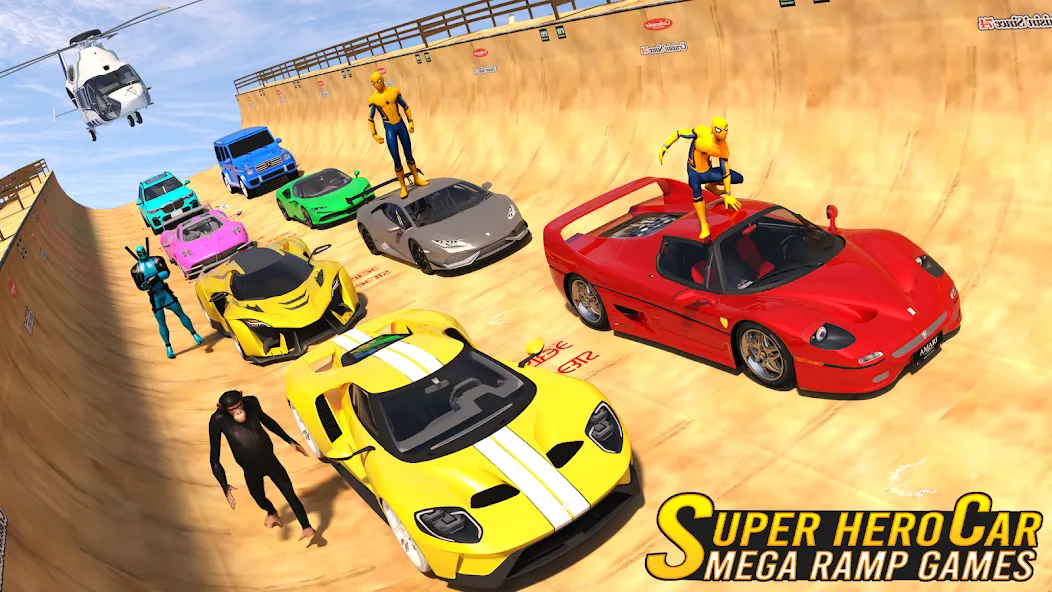 Скачать Superhero Car: Mega Ramp Games (Рамп Кар Гейм) взлом на бесконечные деньги + мод меню screen 5