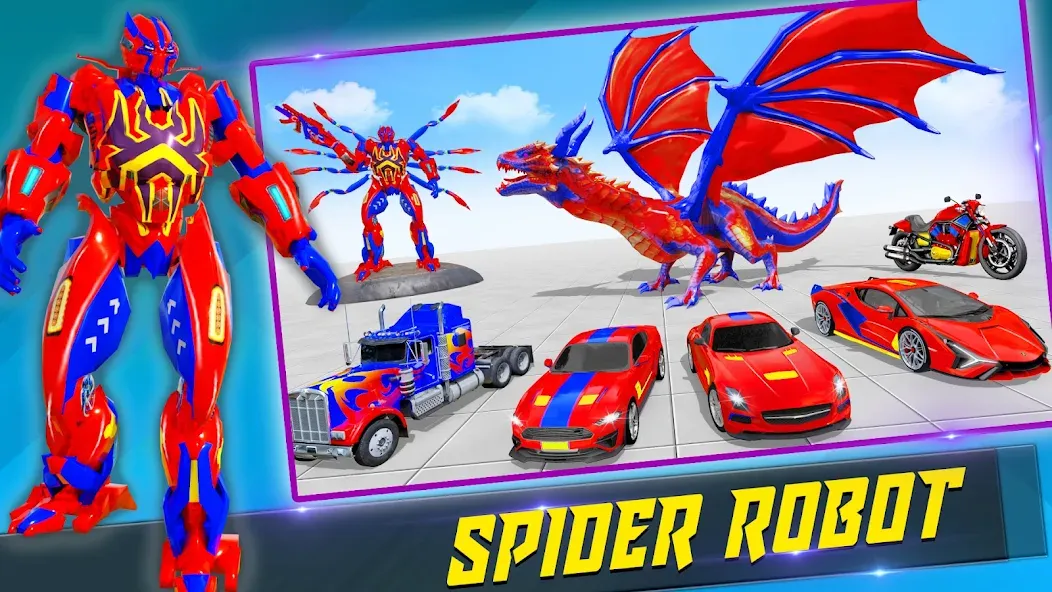 Скачать Spider Robot: Robot Car Games (Спайдер Робот) взлом на бесконечные деньги + мод меню screen 2