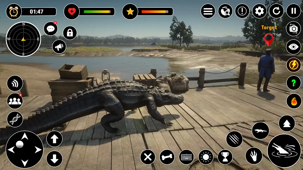 Скачать Animal Crocodile Attack Sim (Энимал Крокодайл Аттак Сим) взлом на бесконечные деньги + мод меню screen 2