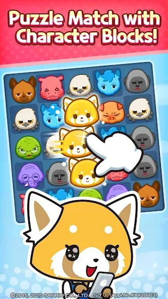 Скачать Aggretsuko : Match 3 Puzzle (Аггретсуко) взлом на бесконечные деньги + мод меню screen 1