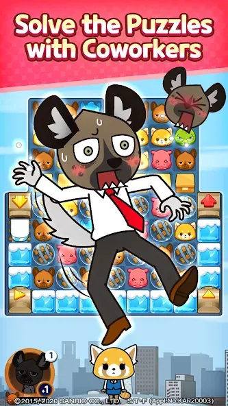 Скачать Aggretsuko : Match 3 Puzzle (Аггретсуко) взлом на бесконечные деньги + мод меню screen 2