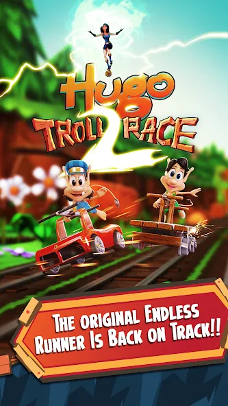 Скачать Hugo Troll Race 2: Rail Rush (Хуго Тролл Гонка 2) взлом на бесконечные деньги + мод меню screen 1