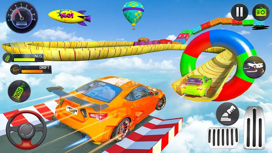 Скачать Mega Ramp Car Stunts Race Game взлом на бесконечные деньги + мод меню screen 1