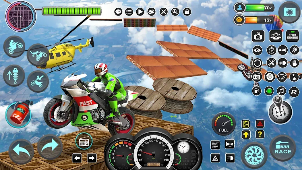 Скачать Mega Ramp Bike Stunts Games 3D взлом на бесконечные деньги + мод меню screen 3