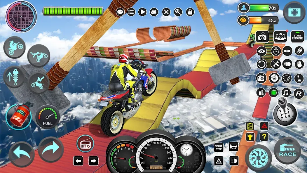 Скачать Mega Ramp Bike Stunts Games 3D взлом на бесконечные деньги + мод меню screen 4