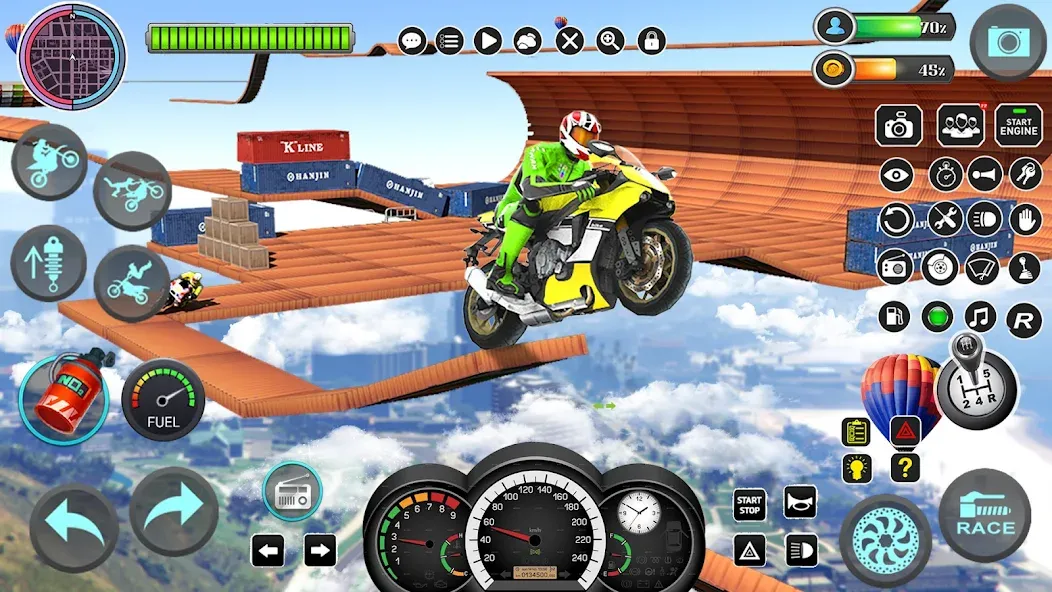 Скачать Mega Ramp Bike Stunts Games 3D взлом на бесконечные деньги + мод меню screen 5