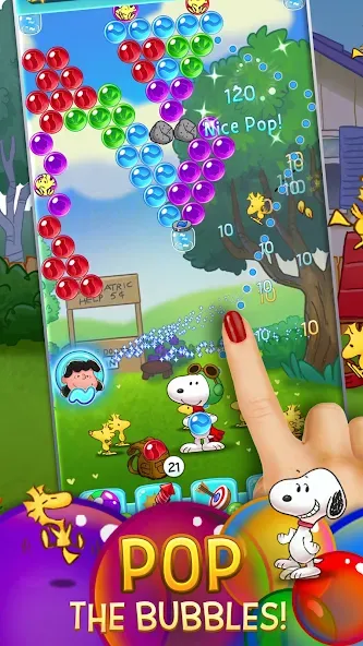 Скачать Bubble Shooter — Snoopy POP! (Бабл шутер) взлом на бесконечные деньги + мод меню screen 1