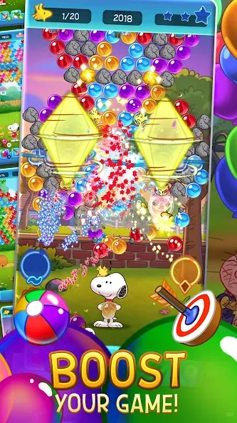 Скачать Bubble Shooter — Snoopy POP! (Бабл шутер) взлом на бесконечные деньги + мод меню screen 4