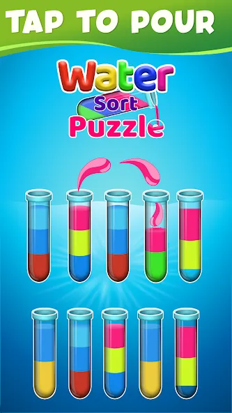 Скачать Water Sort Color Sorting games (Вотер Сорт Колор Сортинг гейм) взлом на бесконечные деньги + мод меню screen 5