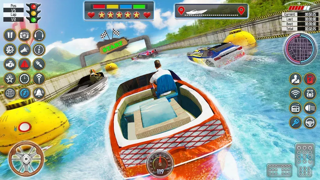 Скачать Speed Boat Racing: Boat games взлом на бесконечные деньги + мод меню screen 1