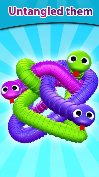 Скачать Tangled Snakes Puzzle Game (Танглед Снейк 3Д) взлом на бесконечные деньги + мод меню screen 1