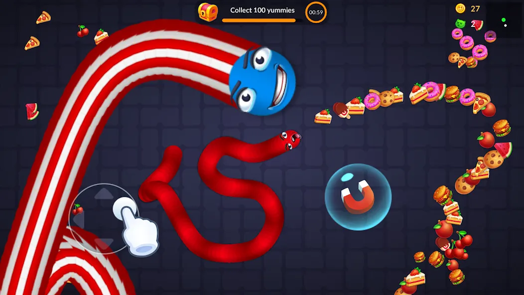 Скачать Snake vs Worms: Fun .io Zone взлом на бесконечные деньги + мод меню screen 3