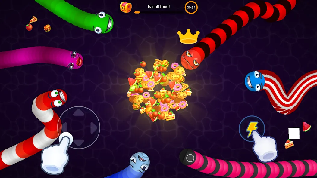 Скачать Snake vs Worms: Fun .io Zone взлом на бесконечные деньги + мод меню screen 4